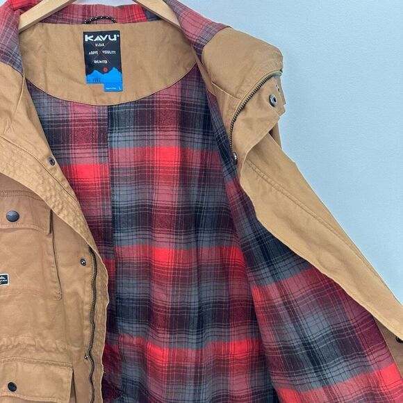 Kavu Men's Partaker Jacket Tobacco Tan Fleece Plaid Lining - Picture 14 of 15